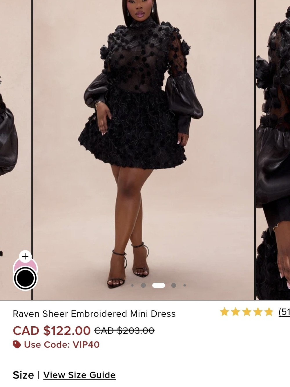 NWOT- Fashion Nova Raven Sheer Embroidered Mini Dress - Black (still on site)